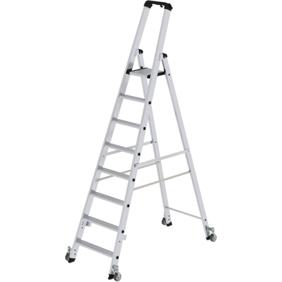 Stufenstehleiter 8 Stufen Alu.Gesamt-H.2510mm m.Rl.-Beschreibung lesen