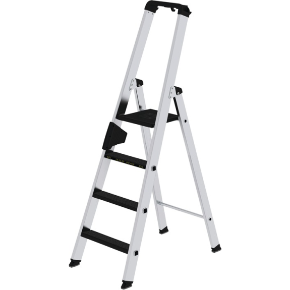 Stufenstehleiter 4 Stufen Alu.Gesamt-H.1580mm m.clip-step R13-Auflage Stufenstehleiter 4 Stufen Alu.Gesamt-H.1580mm m.clip-step R13-Auflage-Beschreibung lesen