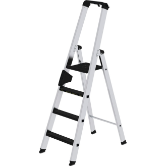 Stufenstehleiter 4 Stufen Alu.Gesamt-H.1580mm m.clip-step R13-Auflage-Beschreibung lesen