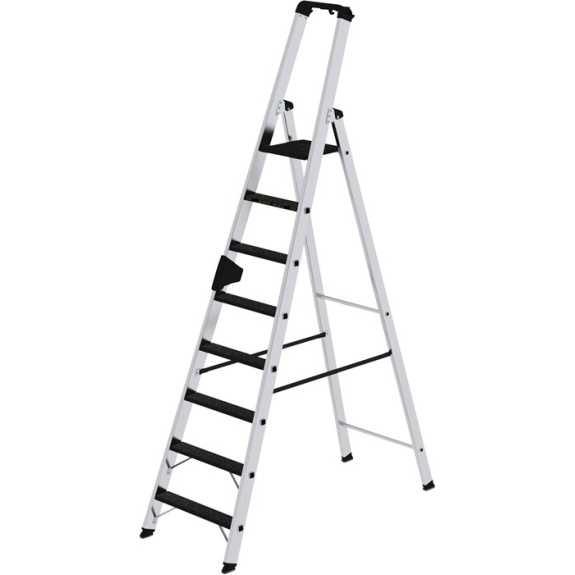Escabeau 8 marches aluminium.Total H.2510mm avec support clip-marche R13-Leer más
