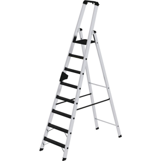 Stufenstehleiter 8 Stufen Alu.Gesamt-H.2510mm m.clip-step R13-Auflage-Beschreibung lesen