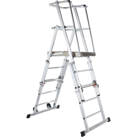 Pltformleiter 5 Sprossen Alu.Pltform L665xB440mm höhenv.-Beschreibung lesen