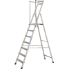 Plattformleiter 7 Stufen Alu-Plattform L400xB400mm mit klappbarem Handlauf