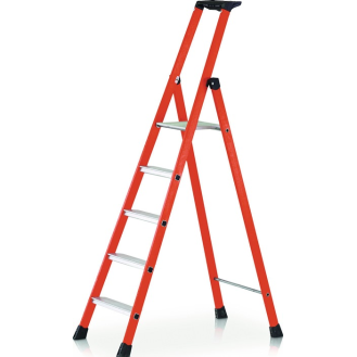 Stufenstehleiter 7 Stufen GFK Gesamt-H.2400mm Kunststoff-Ablageschale-Beschreibung lesen