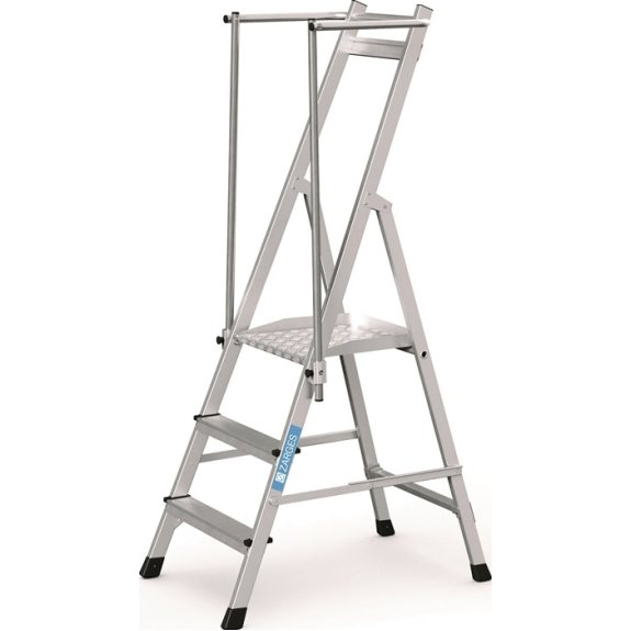 Echelle plateforme 3 marches plateforme aluminium L400xL400mm avec main courante rabattable-Leggi tutto