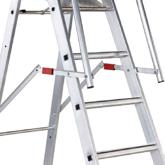 Pltformleiter 6 Stufen Alu.Pltf. L400xB400mm einklappbarem Sicherh.-Geländer-Beschreibung lesen