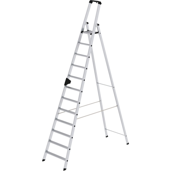 Stufenstehleiter 12 Stufen Alu.Gesamt-H.3450mm m.ergo-pad-Griffzone-Beschreibung lesen