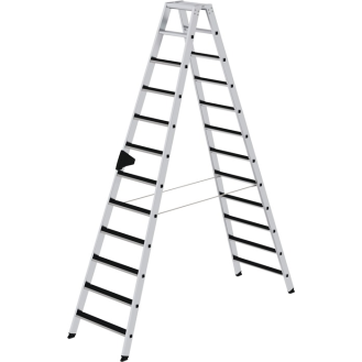 Stufenstehleiter 2x12 Stufen Alu.Gesamt-H.2790mm m.clip-step Auflage-Beschreibung lesen