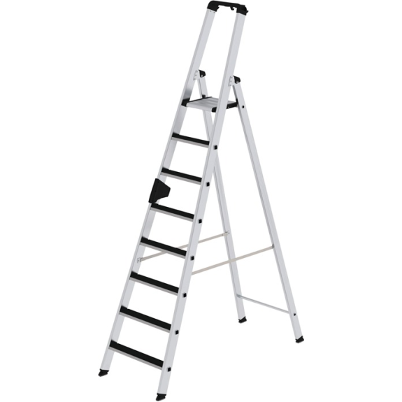 Stufenstehleiter 8 Stufen Alu.Gesamt-H.2510mm m.clip-step Auflage Stufenstehleiter 8 Stufen Alu.Gesamt-H.2510mm m.clip-step Auflage-Beschreibung lesen