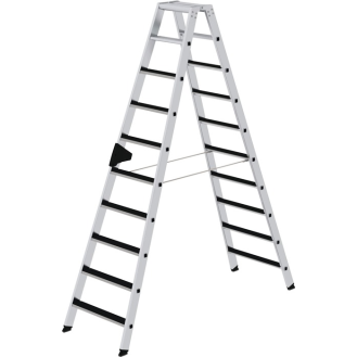 Stufenstehleiter 2x10 Stufen Alu.Gesamt-H.2320mm m.clip-step Auflage-Beschreibung lesen
