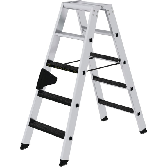 Stufenstehleiter 2x5 Stufen Alu.Gesamt-H.1140mm m.clip-step R13-Auflage-Beschreibung lesen