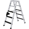 Stufenstehleiter 2x5 Stufen Alu.Gesamt-H.1140mm m.clip-step R13-Auflage