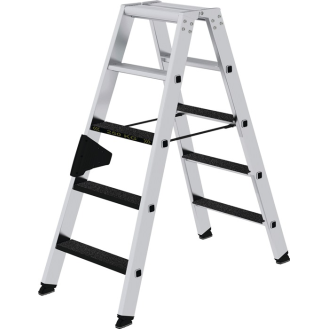 Stufenstehleiter 2x5 Stufen Alu.Gesamt-H.1140mm m.clip-step R13-Auflage-Beschreibung lesen