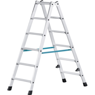Stufenstehleiter 2x6 Stufen Alu.-Beschreibung lesen