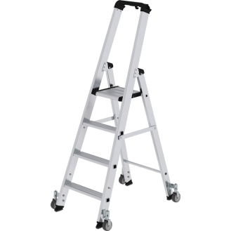 Stufenstehleiter 4 Stufen Alu.Gesamt-H.1580mm m.Rl.-Beschreibung lesen