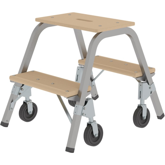 Stahlrohr-Tritt Stufen 2 m.Rl.Pltform-H.490mm beids.begehbar-Beschreibung lesen