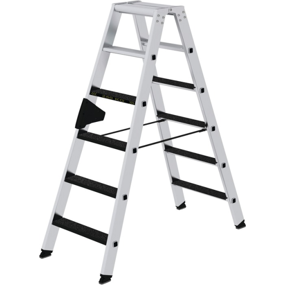Escabeau 2x6 marches aluminium.Total H.1380mm avec support clip-marche R13-Leggi tutto