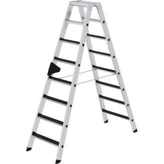 Stufenstehleiter 2x8 Stufen Alu.Gesamt-H.1850mm m.clip-step R13 Auflage-Beschreibung lesen