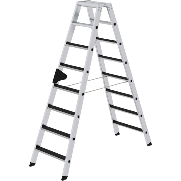 Stufenstehleiter 2x8 Stufen Alu.Gesamt-H.1850mm m.clip-step R13 Auflage-Beschreibung lesen