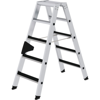 Stufenstehleiter 2x5 Stufen Alu.Gesamt-H.1140mm m.clip-step Auflage-Beschreibung lesen