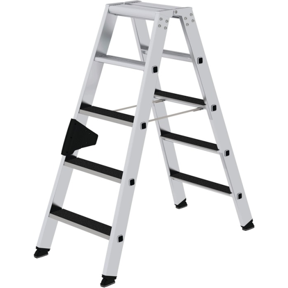 Stufenstehleiter 2x5 Stufen Alu.Gesamt-H.1140mm m.clip-step R13 Auflage-Beschreibung lesen
