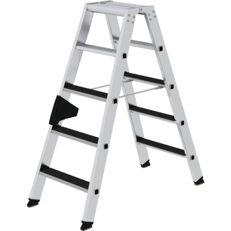 Stufenstehleiter 2x5 Stufen Alu.Gesamt-H.1140mm m.clip-step R13 Auflage-Beschreibung lesen