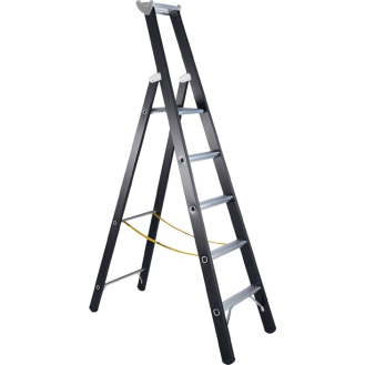 Stehleiter 5 Sprossen Alu.schwarz elox.Leiterlänge 2150mm Arbeits-H.b.ca.3350mm-Beschreibung lesen