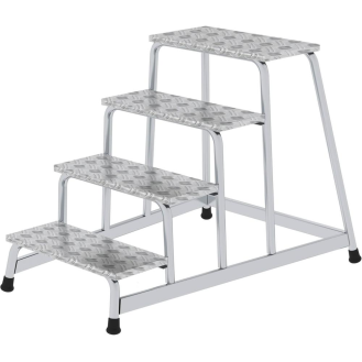 Arbeitspodest Stufen 4 eins.begehbar H.800mm Warzenblech-Beschreibung lesen