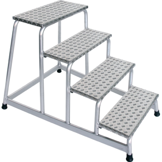 Arbeitspodest Stufen 4 eins.begehbar H.800mm Warzenblech-Beschreibung lesen