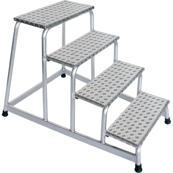 Arbeitspodest Stufen 4 eins.begehbar H.800mm Warzenblech-Beschreibung lesen