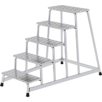 Arbeitspodest Stufen 5 eins.begehbar H.1000mm Warzenblech-Beschreibung lesen