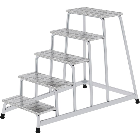 Arbeitspodest Stufen 5 eins.begehbar H.1000mm Warzenblech Arbeitspodest Stufen 5 eins.begehbar H.1000mm Warzenblech-Beschreibung lesen