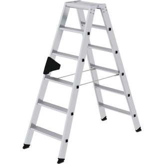 Stufenstehleiter 2x6 Stufen Alu.Gesamt-H.1380mm-Beschreibung lesen
