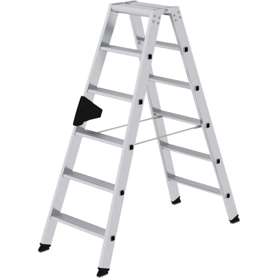 Stufenstehleiter 2x6 Stufen Alu.Gesamt-H.1380mm-Beschreibung lesen