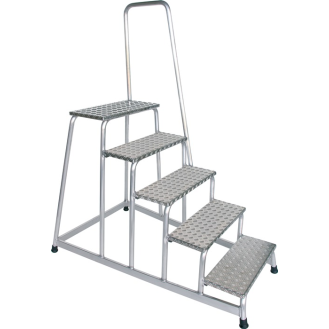 Arbeitspodest Stufen 5 m.Handlauf H.1000mm Warzenblech-Beschreibung lesen