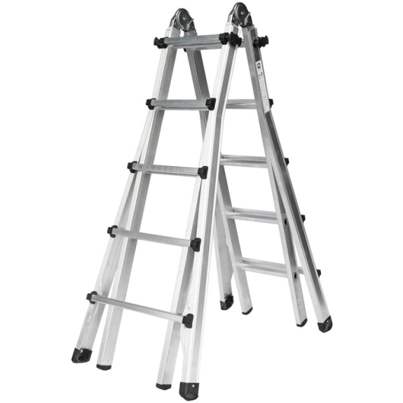 Teleskopleiter Alu.4x5 Sprossen max.Gesamtbelastung 150kg-Beschreibung lesen