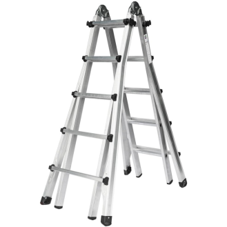 Teleskopleiter Alu.4x5 Sprossen max.Gesamtbelastung 150kg-Beschreibung lesen