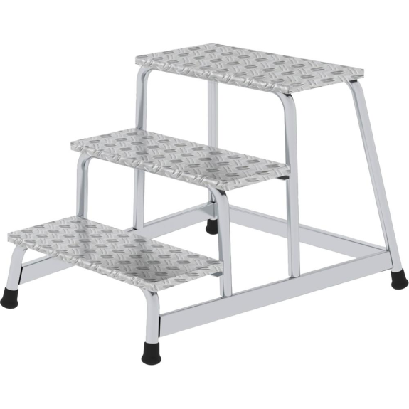 Arbeitspodest Stufen 3 eins.begehbar H.600mm Warzenblech Arbeitspodest Stufen 3 eins.begehbar H.600mm Warzenblech-Beschreibung lesen