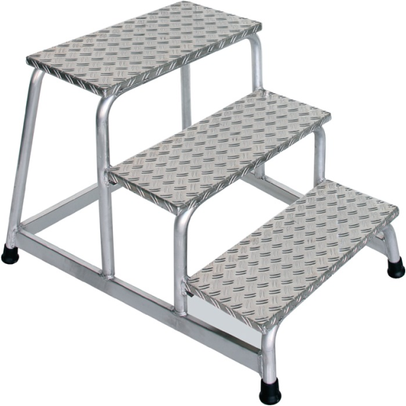 Arbeitspodest Stufen 3 eins.begehbar H.600mm Warzenblech Arbeitspodest Stufen 3 eins.begehbar H.600mm Warzenblech-Beschreibung lesen