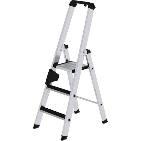 Stufenstehleiter 3 Stufen Alu.Gesamt-H.1340mm m.clip-step Auflage-Beschreibung lesen