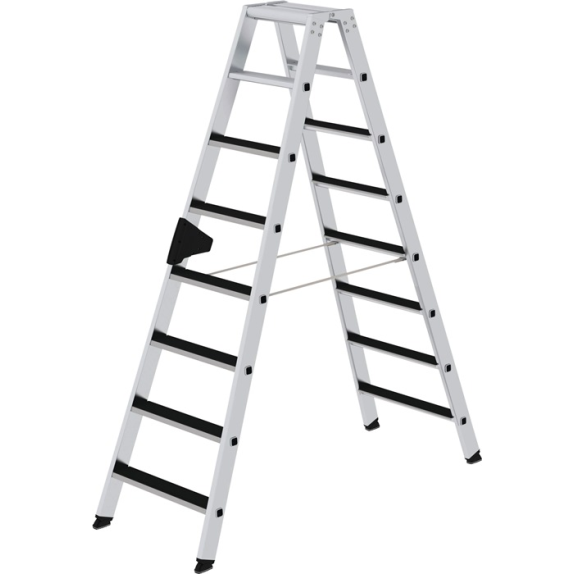 Stufenstehleiter 2x8 Stufen Alu.Gesamt-H.1850mm m.clip-step Auflage-Beschreibung lesen
