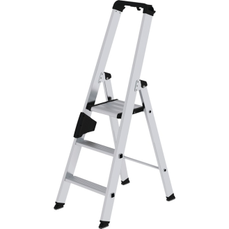 Stufenstehleiter 3 Stufen Alu.Gesamt-H.1340mm m.ergo-pad-Griffzone-Beschreibung lesen