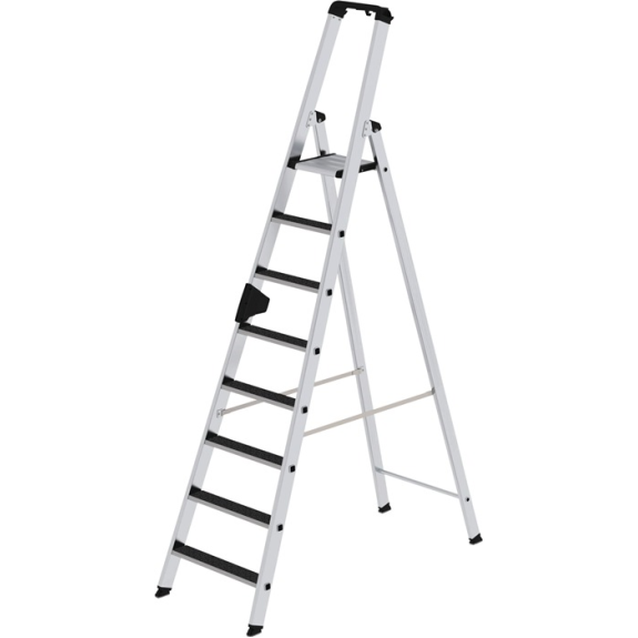 Escabeau 8 marches aluminium.Total H.2510mm avec support clip-marche R13-Leer más