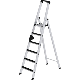 Stufenstehleiter 6 Stufen Alu.Gesamt-H.2050mm m.clip-step Auflage-Beschreibung lesen