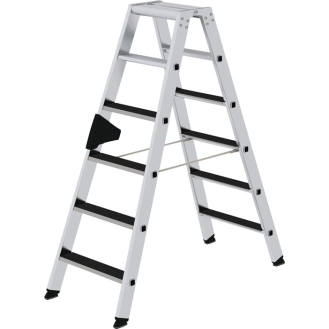 Stufenstehleiter 2x6 Stufen Alu.Gesamt-H.1380mm m.clip-step R13 Auflage-Beschreibung lesen