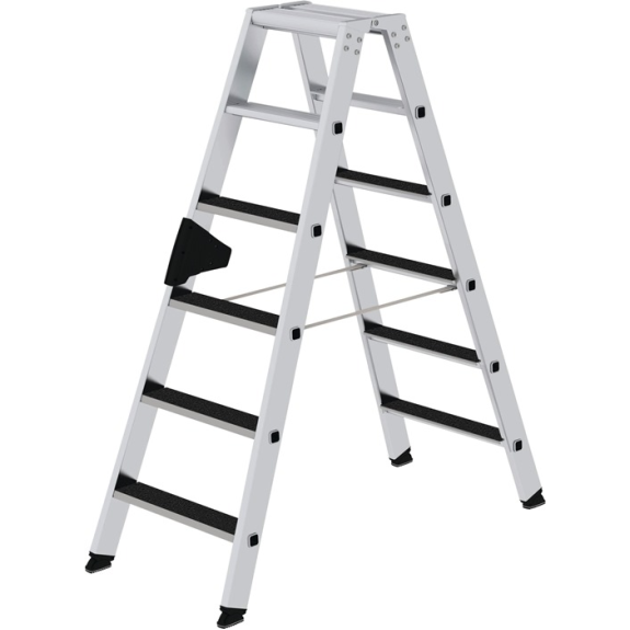 Escabeau 2x6 marches aluminium.Total H.1380mm avec support clip-marche R13-Leggi tutto