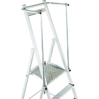 Plattformleiter 8 Stufen Alu.Pltform L400xB400mm m.klappbarem Handlauf-Beschreibung lesen