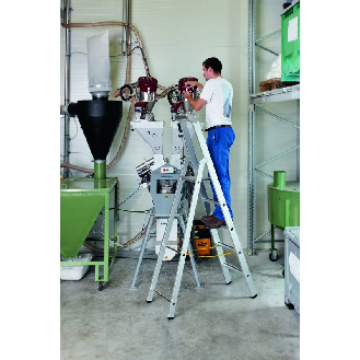 Stufenstehleiter 10 Stufen Alu elox Gesamt-H 3550mm Stufen m Kunststoffeinlage-Beschreibung lesen