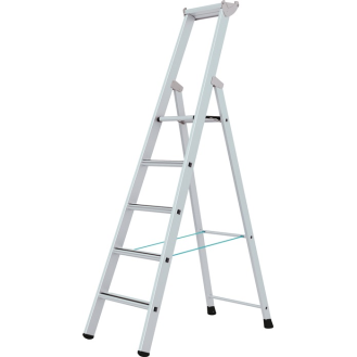 Stufenstehleiter 10 Stufen Alu elox Gesamt-H 3550mm Stufen m Kunststoffeinlage-Beschreibung lesen