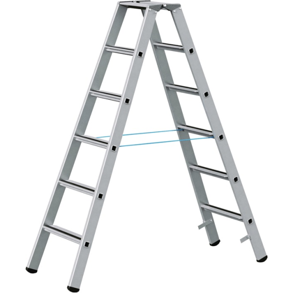 Stufenstehleiter 2x6 Stufen Alu.elox.Gesamt-H.1700mm-Beschreibung lesen